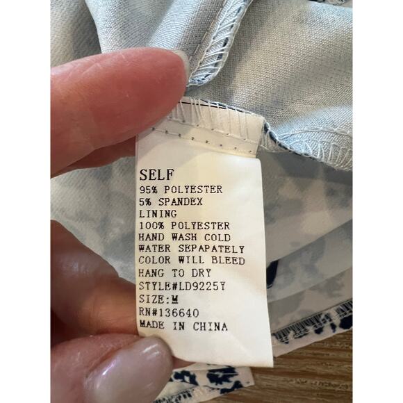 LuLus Blue Floral Print Halter Style Skater Dress - Picture 7 of 7